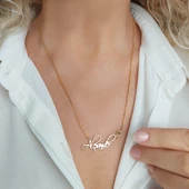 925 Ayar Gümüş El Yazısı Doğum Taşı İsim Kolye thumbnail 1