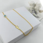 925 Ayar Gümüş Doğum Taşı Harf Kolye thumbnail 4