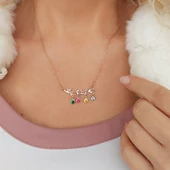 Vaoov 925 Ayar Gümüş Renkli Taşlı Kolye thumbnail 1