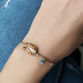 Vaoov 925 Ayar Gümüş Midye Kabuğu Nazar Bileklik thumbnail 1