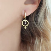 Vaoov 925 Ayar Gümüş Dişi Sembolü Küpe thumbnail 2