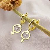 Vaoov 925 Ayar Gümüş Dişi Sembolü Küpe thumbnail 1