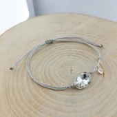 Vaoov 925 Ayar Gümüş Beyaz Taşlı İpli Bileklik thumbnail 2