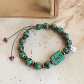 Vaoov 925 Ayar Gümüş Jade ve Hematit Taşlı Çapa Erkek Bileklik - 2