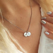 Vaoov 925 Ayar Gümüş Venezia Zincirli Harf ve Tarih Kolye thumbnail 2