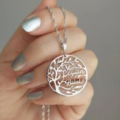 Vaoov 925 Ayar Gümüş Singapur Zincirli İsimli Hayat Ağacı Kolye thumbnail 2