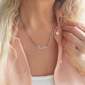 Vaoov 925 Ayar Gümüş Venezia Zincirli İsim Kolye thumbnail 4