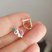 Vaoov 925 Ayar Gümüş Unicorn Çocuk Küpe - 2