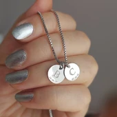 Vaoov 925 Ayar Gümüş Venezia Zincirli Harf ve Tarih Kolye thumbnail 4