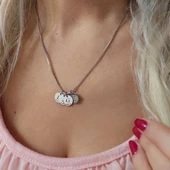 925 Ayar Gümüş Venezia Zincirli Dört Plaka Harf ve Tarih Kolye thumbnail 1