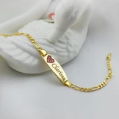 Vaoov 925 Ayar Gümüş Kalpli İsimli Çocuk Bileklik thumbnail 1