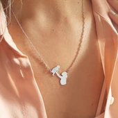 Vaoov 925 Ayar Gümüş Singapur Zincirli Anne Bebek Kolyesi thumbnail 4