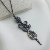 Vaoov 925 Ayar Gümüş Yılanlı Kılıç Kolye thumbnail 2