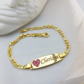 Vaoov 925 Ayar Gümüş Kalpli İsimli Çocuk Bileklik thumbnail 2