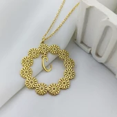 Vaoov 925 Ayar Gümüş Harf Sallantılı Papatya Kolye thumbnail 2