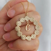 Vaoov 925 Ayar Gümüş Harf Sallantılı Papatya Kolye thumbnail 4