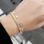 Vaoov 925 Ayar Gümüş Fatmanın Eli Nazar Taşlı Kelepçe Bilezik thumbnail 1