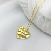 Vaoov 925 Ayar Gümüş İki İsimli Kişiye Özel Kalp Kolye thumbnail 1