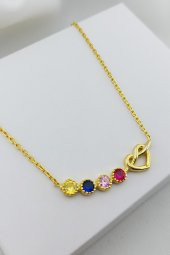 Kadın 925 Ayar Gümüş Sonsuz Aşk Renkli Taşlı Kolye thumbnail 4