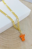 Vaoov Turuncu Sedef Taşlı Choker Melek Kolye - 2