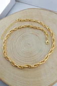 Vaoov Altın Kaplama Oval Zincir Choker Kolye - 2