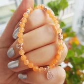 Vaoov 925 Ayar Gümüş Turuncu Kuvars Taşlı Kolye - 2