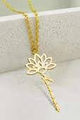 Vaoov 925 Ayar Gümüş Lotus Çiçeği Kadın İsim Kolye thumbnail 1