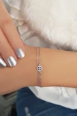 Vaoov 925 Ayar Gümüş Taşlı Yuvarlak Bileklik - 2