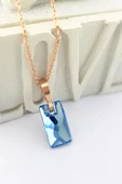 Mavi Swarovski Taşlı Gümüş Kolye - 2