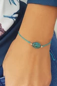 Mavi Çek Kristali Gümüş Bileklik - 2