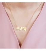 925 Ayar Kadın Gümüş Yoncalı İsimli Kolye thumbnail 1