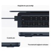 Macbook Air M2 8 GB 256 GB SSD 13.6" MLY33TU/A Gece Yarısı - 7