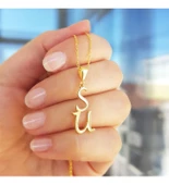 Vaoov 925 Ayar Gümüş Kişiye Özel Asimetrik Harfli İsim Kolye thumbnail 3