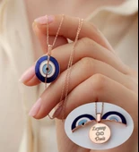 Vaoov 925 Ayar Gümüş Mineli Nazar Açılan İsim Kolye thumbnail 4