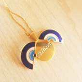 Vaoov 925 Ayar Gümüş Mineli Nazar Açılan İsim Kolye thumbnail 2