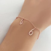 Vaoov 925 Ayar Gümüş Dört Rakamlı Zincir Bileklik thumbnail 4