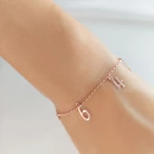 Vaoov 925 Ayar Gümüş Dört Rakamlı Zincir Bileklik thumbnail 2