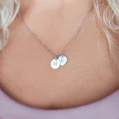 Vaoov 925 Ayar Gümüş Çift Plaka Harf ve Tarih Kolye thumbnail 2