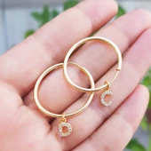 Vaoov 925 Ayar Gümüş Harfli Halka Küpe thumbnail 2