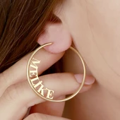 Vaoov 925 Ayar Gümüş Kişiye Özel İsimli Halka Küpe thumbnail 1