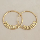 Vaoov 925 Ayar Gümüş Kişiye Özel İsimli Halka Küpe thumbnail 2