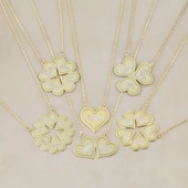 Vaoov 925 Ayar Gümüş Kişiye Özel Beş Yapraklı Plaka Kolye thumbnail 2