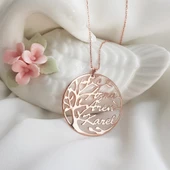 Vaoov 925 Ayar Gümüş Kişiye Özel İsimli Hayat Ağacı Kolye thumbnail 4