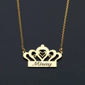 Vaoov 925 Ayar Gümüş Kişiye Özel İsimli Taç Kolye thumbnail 2