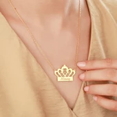 Vaoov 925 Ayar Gümüş Kişiye Özel İsimli Taç Kolye thumbnail 1