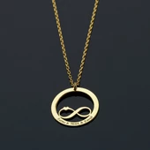 Vaoov 925 Ayar Gümüş Lazer Kesim İsimli Yuvarlak Sonsuzluk Kolye thumbnail 2