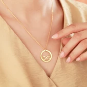 Vaoov 925 Ayar Gümüş Lazer Kesim İsimli Yuvarlak Sonsuzluk Kolye thumbnail 1