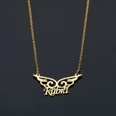 Vaoov 925 Ayar Gümüş Üzeri Altın Kapama Kişiye Özel İsimli Kanat thumbnail 2