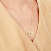 Vaoov 925 Ayar Gümüş Kişiye Özel İkiz Kalpli Harf Kolye thumbnail 1