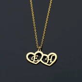 Vaoov 925 Ayar Gümüş Kişiye Özel İkiz Kalpli Harf Kolye thumbnail 2